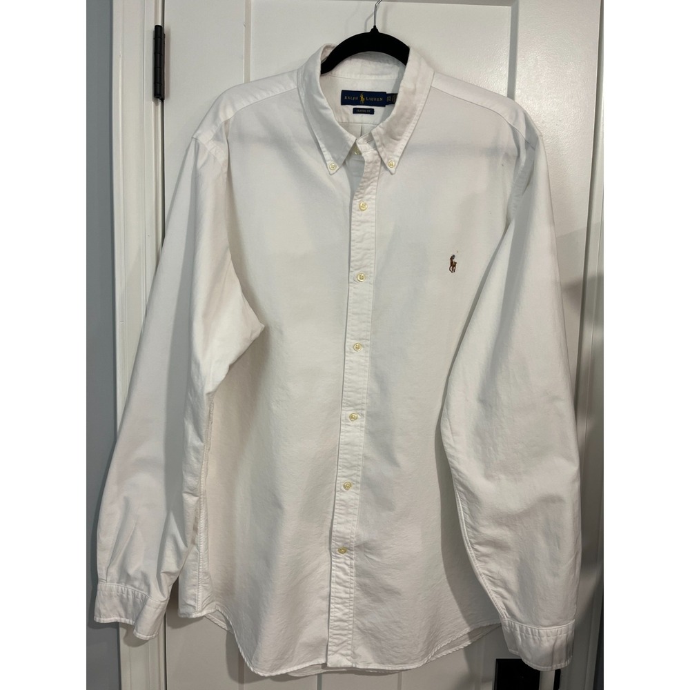 Ralph Lauren Shirt Men White Long Sleeve Size XXL Button-Down Cotton Classic Fit